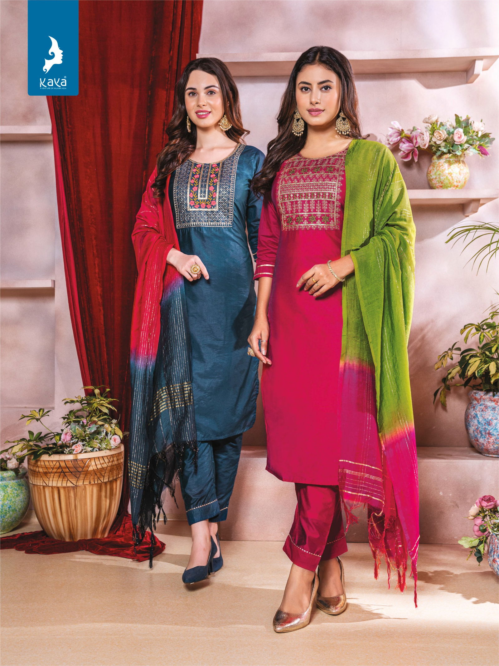 Pranshi 3 By Kaya Chanderi Silk Designer Kurti With Bottom Dupatta Wholesale SHop In Surat